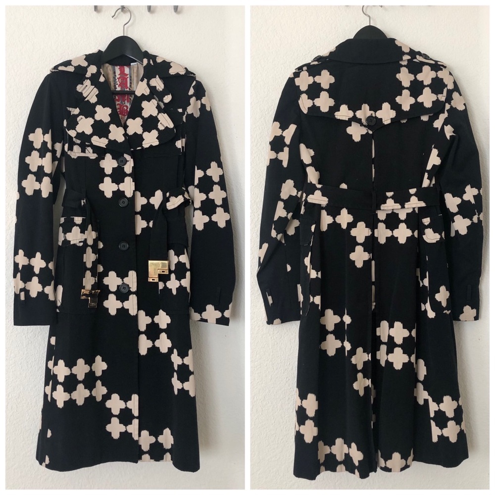 L.A.M.B Black White Canvas Trench Coat